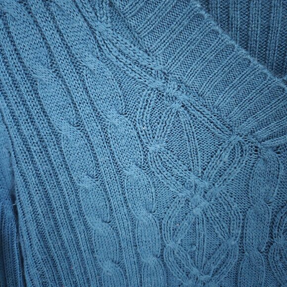 XL Suzy Shier Teal Blue V-Neck Sweater (18" PTP) - Picture 4 of 7